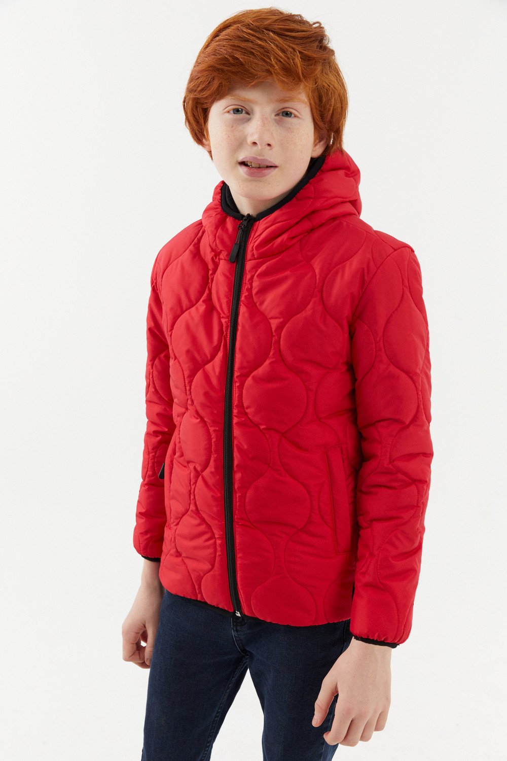 River Club Boys Red Onion Pattern Lined Waterproof And Windproof Hooded Coat.