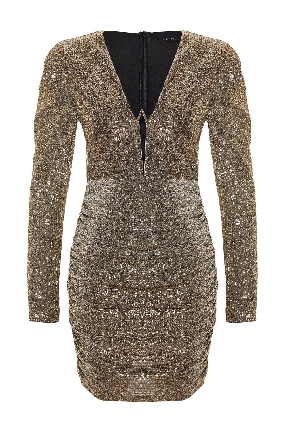 Trendyol Gold Fitted Sequin, Shimmering Sequin Evening Dress