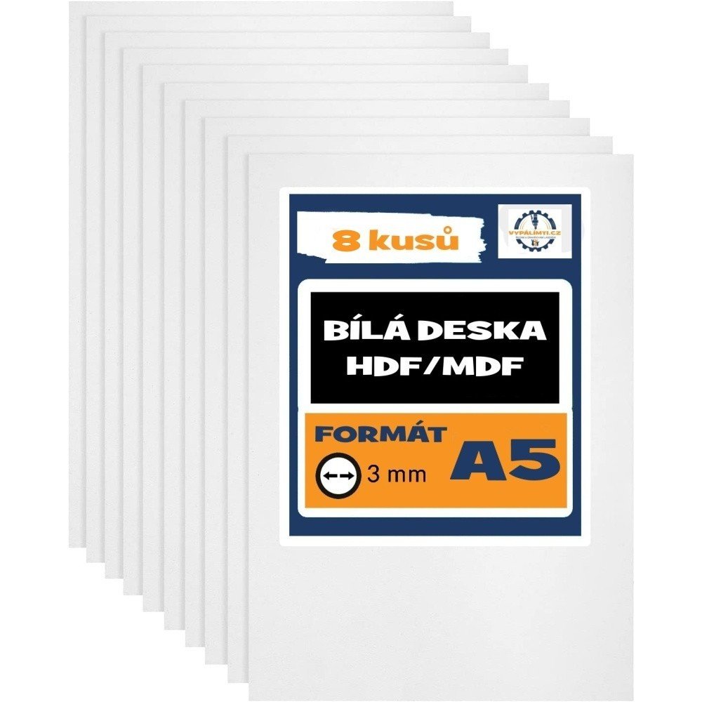 Bílá HDF/MDF deska A5 - 8ks