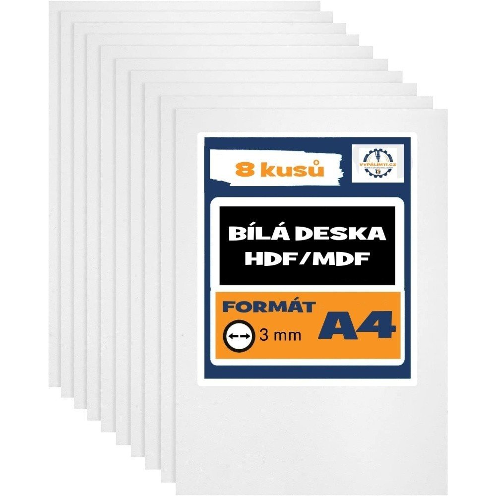 Bílá HDF/MDF deska A4 - 8ks