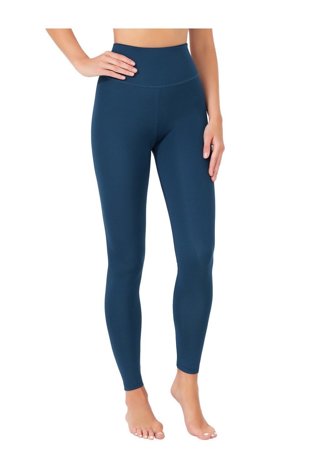 LOS OJOS Navy Blue High Waist Consolidating Sports Leggings