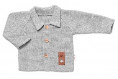 Pletený svetřík s knoflíčky Boy, Baby Nellys, šedý, vel. 56 (1-2m)