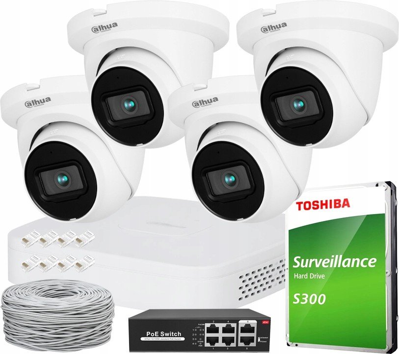 Monitoring Domu Ip 2 Kamery Dahua WizSense 4Mpx PoE Rekordér Disk