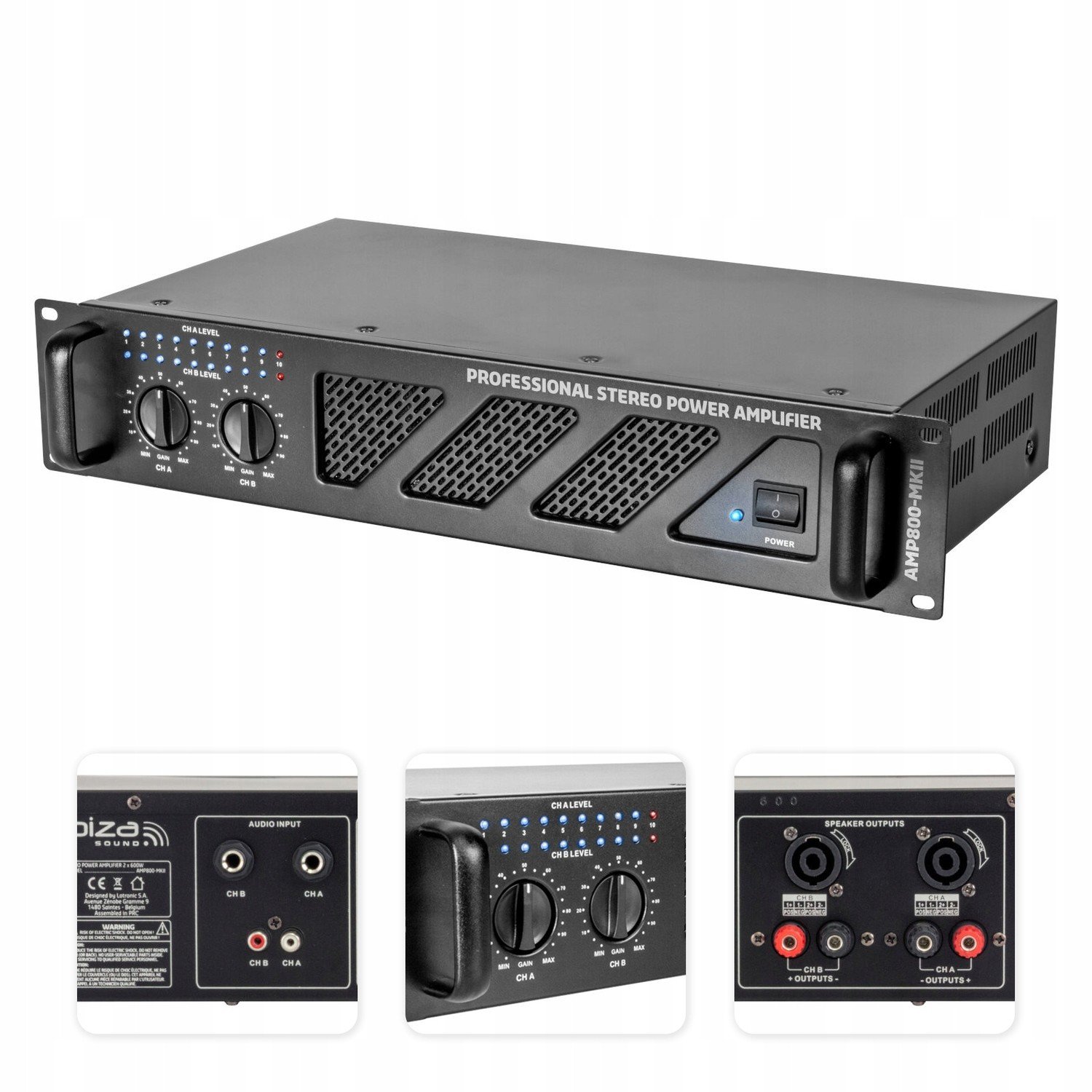 Profesionální stereo zesilovač 2x 600W rack 2U