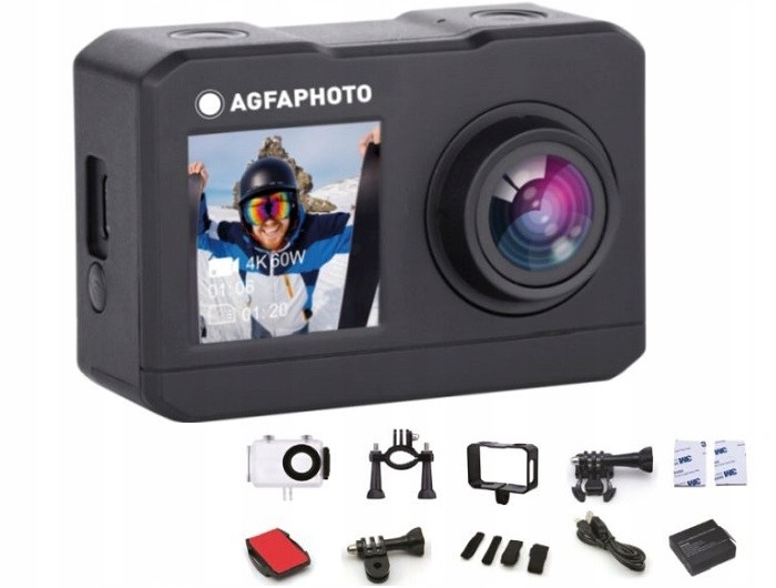 Sportovní kamera Agfa AC7000 2,7K 16MP WiFi 2x LCD příslušenství