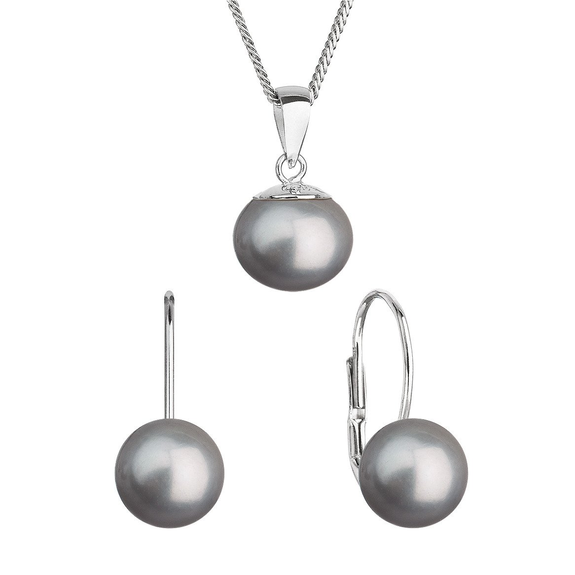 Evolution Group Perlová souprava s šedou říčnou perlou 29081.3 grey