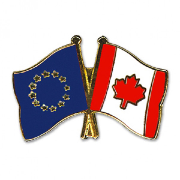 Odznak (pins) 22mm vlajka EU + Kanada