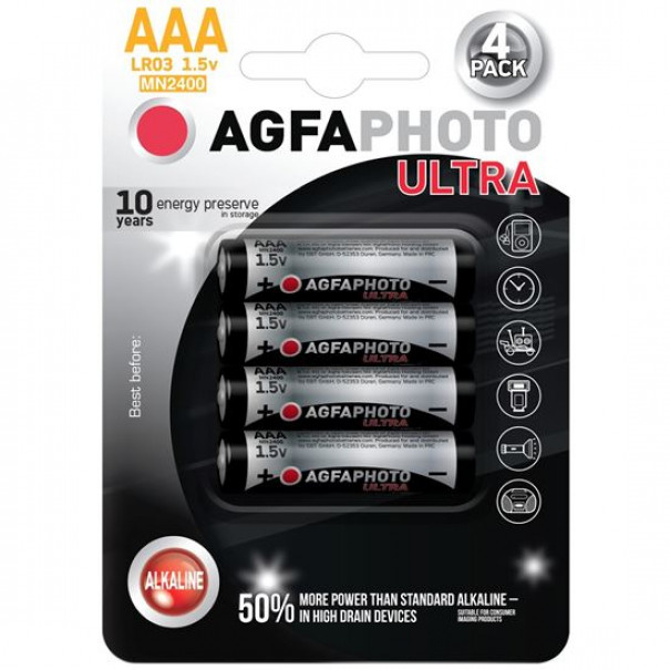 Baterie alkalická AAA AgfaPhoto Ultra 4ks