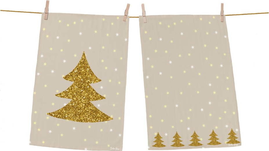 Bavlněné utěrky s vánočním motivem v sadě 2 ks 50x70 cm – Butter Kings