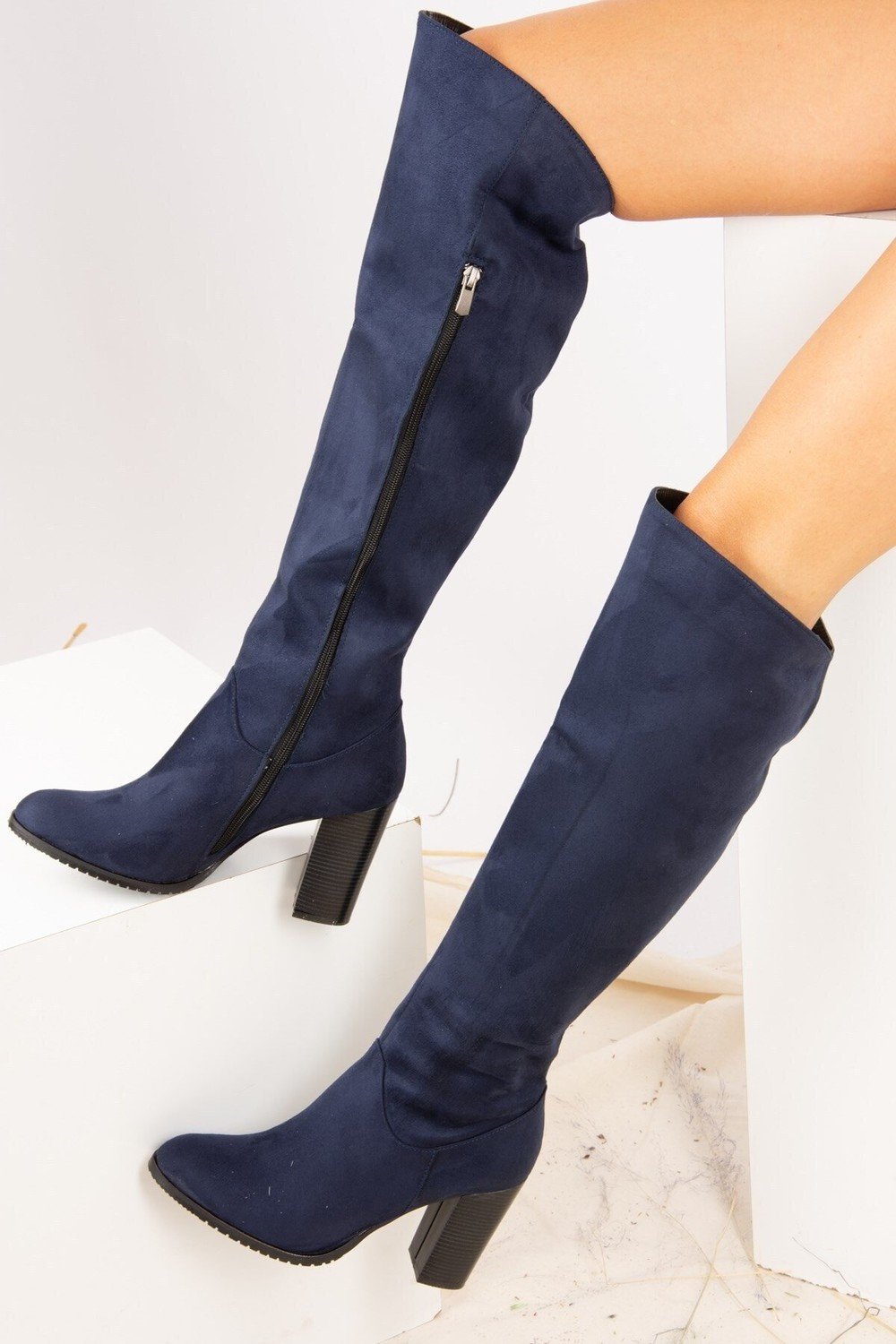 Fox Shoes Navy Blue Women's Suede Boots