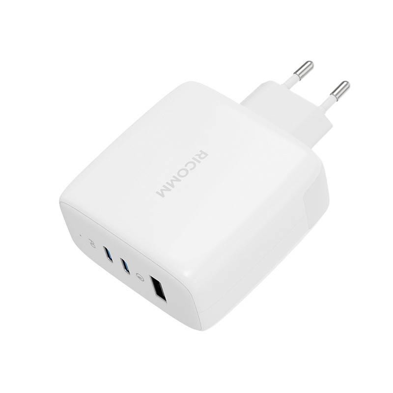 120W GaN Ricomm RC1201 EU síťová nabíječka, 1xUSB-A, 2xUSB-C + USB-C kabel 2,1 m