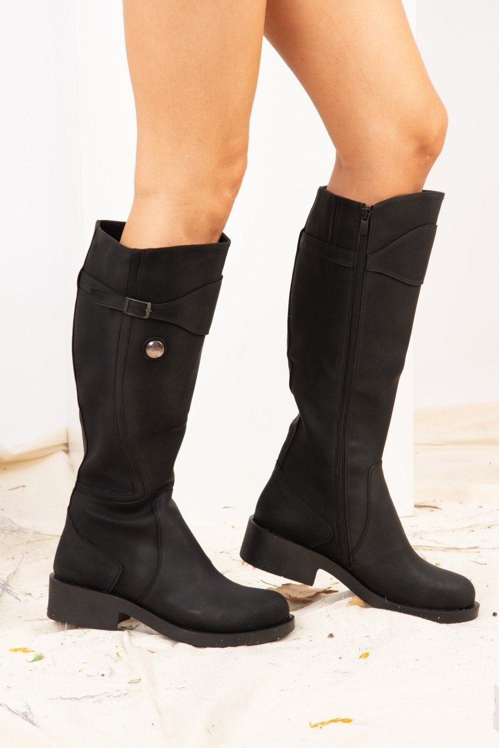 Fox Shoes Women's Black Faux Leather Boots