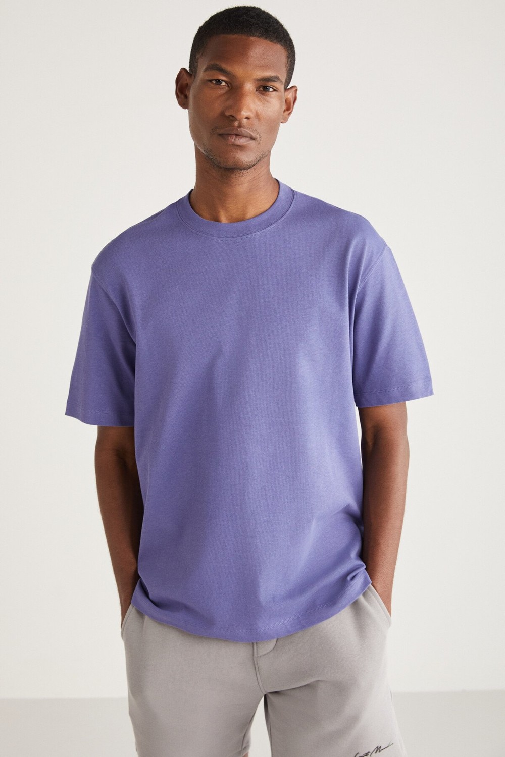 GRIMELANGE CURTIS Basic Relaxed Blue Single T-Shirt
