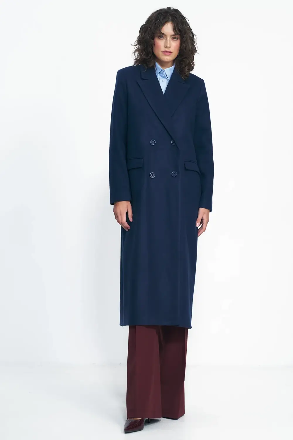 Nife Woman's Coat PL20 Navy Blue