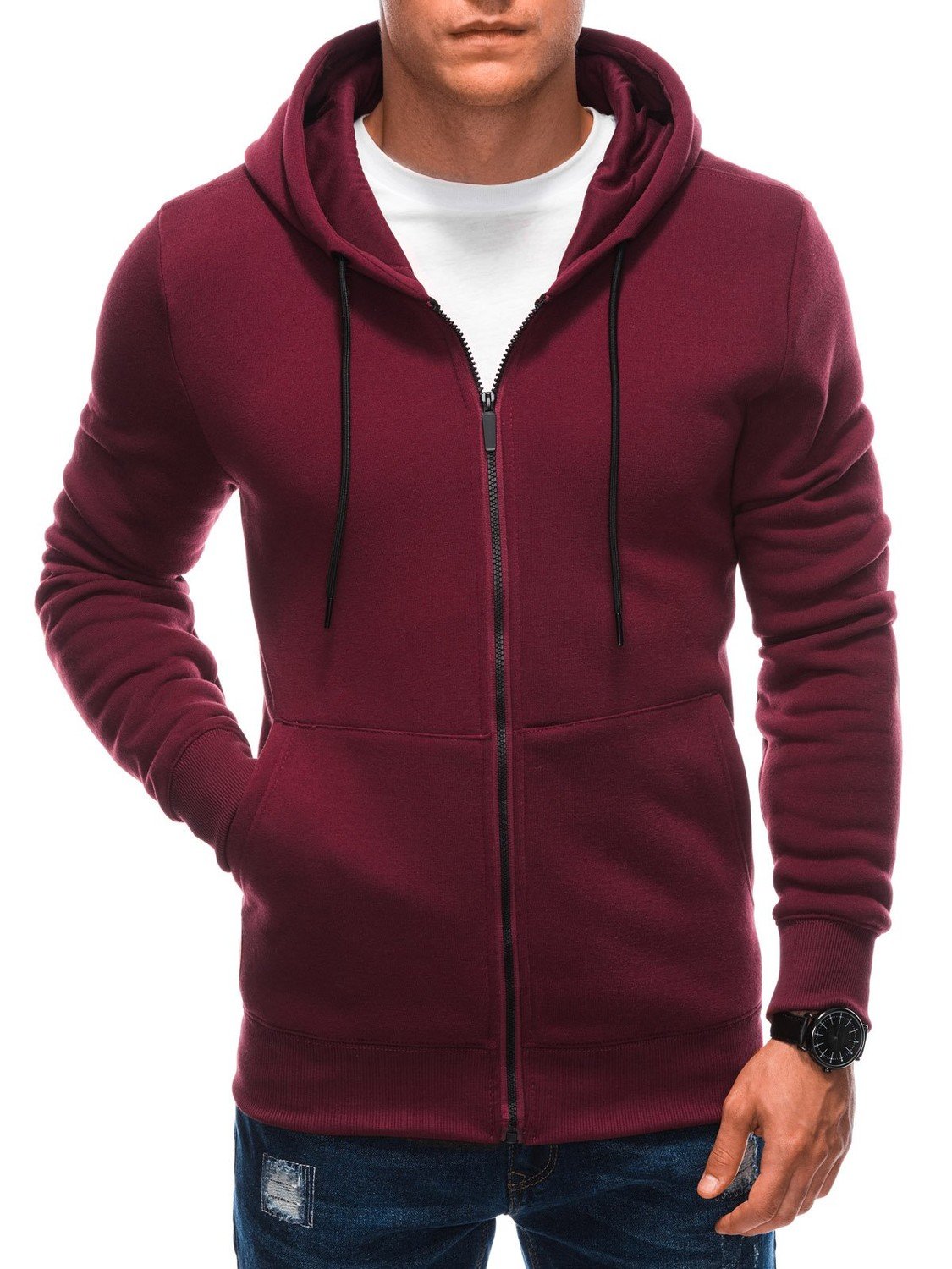 Edoti Men's unbuttoned hooded sweatshirt EM-SSZP-22FW-015