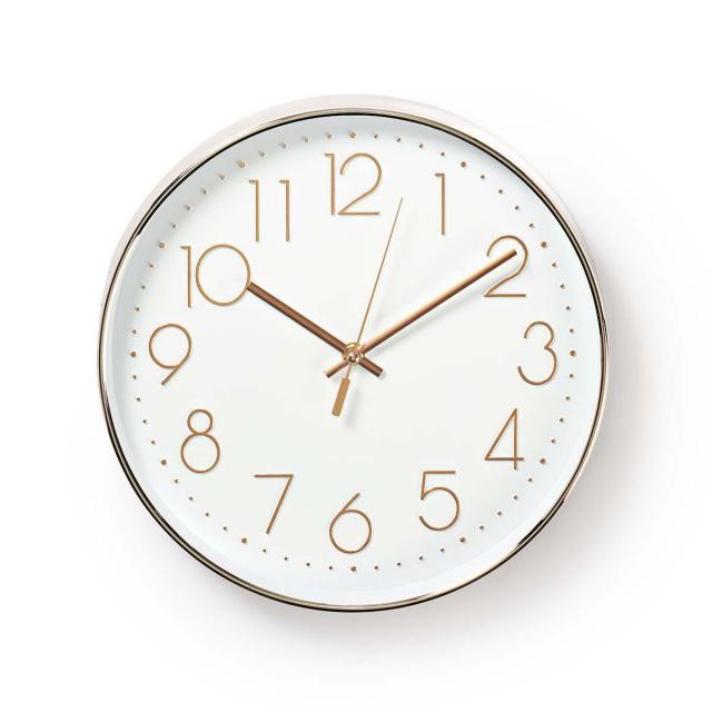 Nedis Kulaté nástěnné hodiny Nedis, bílá / růžové zlato, 30 cm