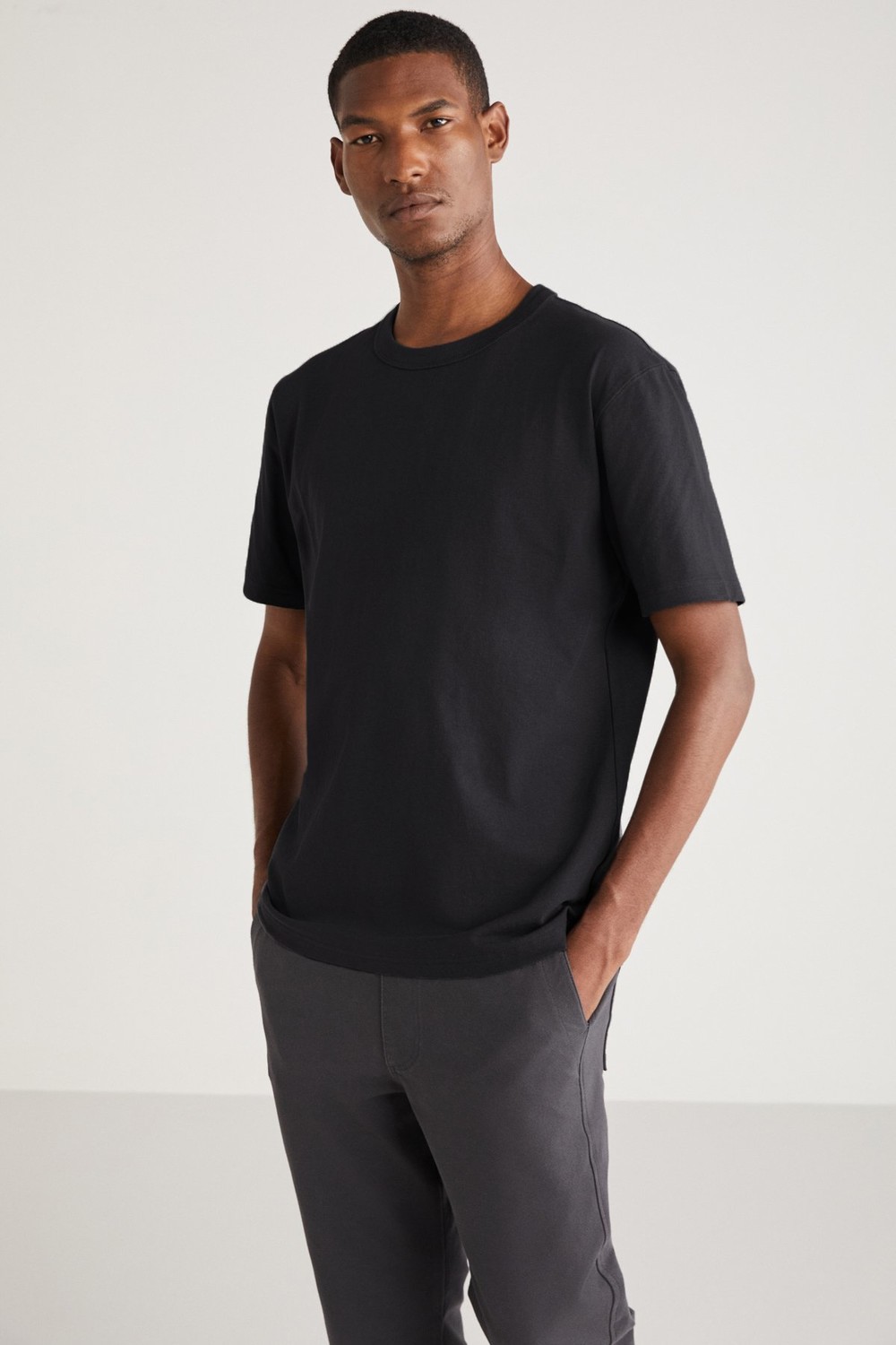 GRIMELANGE CURTIS Basic Relaxed Black Single T-Shirt