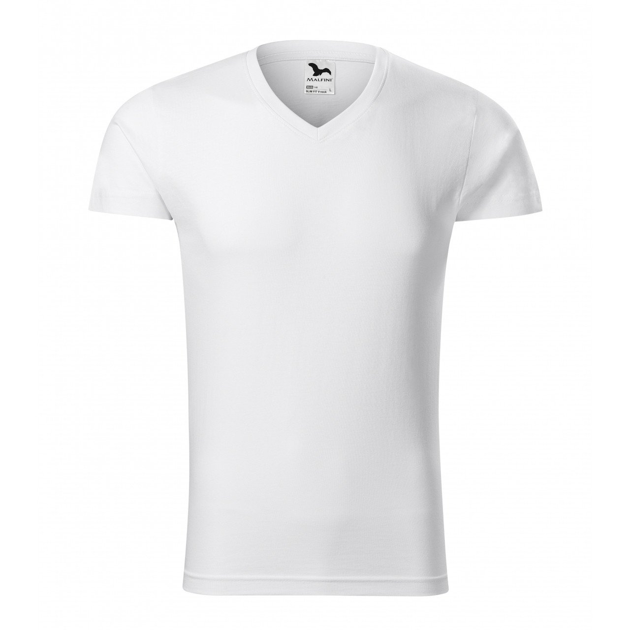 Tričko pánské Malfini Slim FIt V-Neck - bílé, M