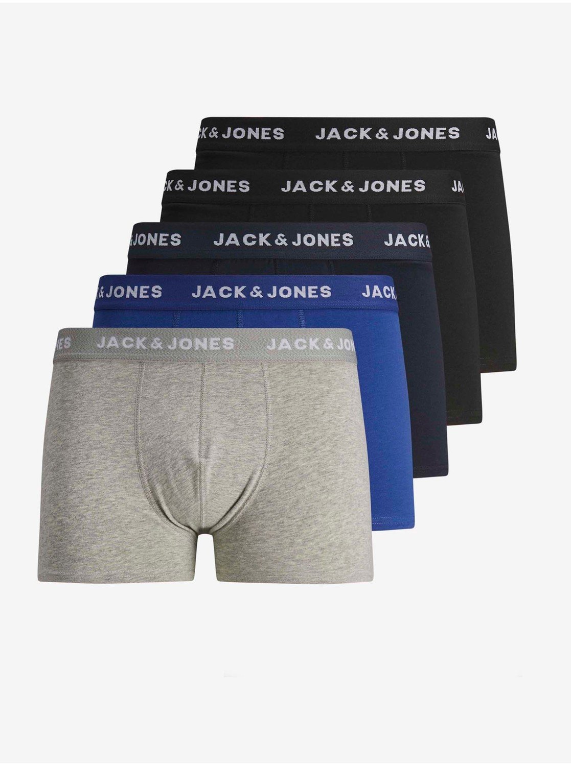 Sada pěti boxerek v černé, modré a šedé barvě Jack & Jones Basic - Pánské