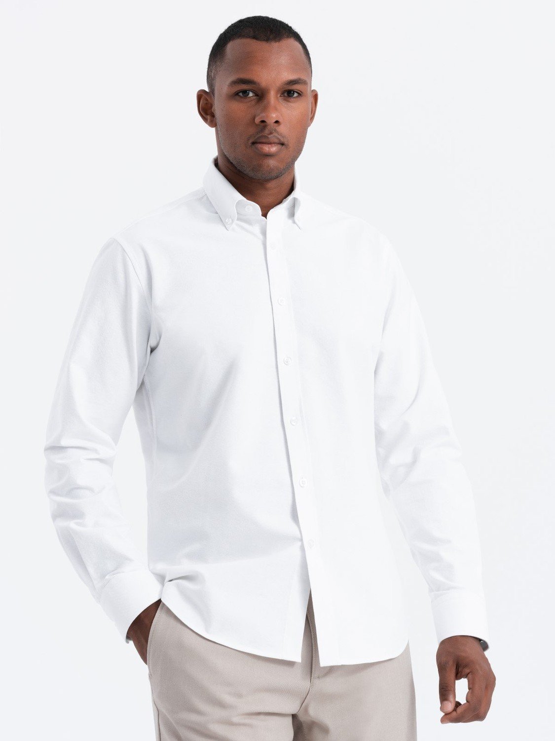 Ombre Oxford REGULAR men's fabric shirt - white