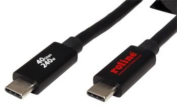 Roline USB4 40Gbps kabel USB C(M) - USB C(M), PD 240W, 1m, černý