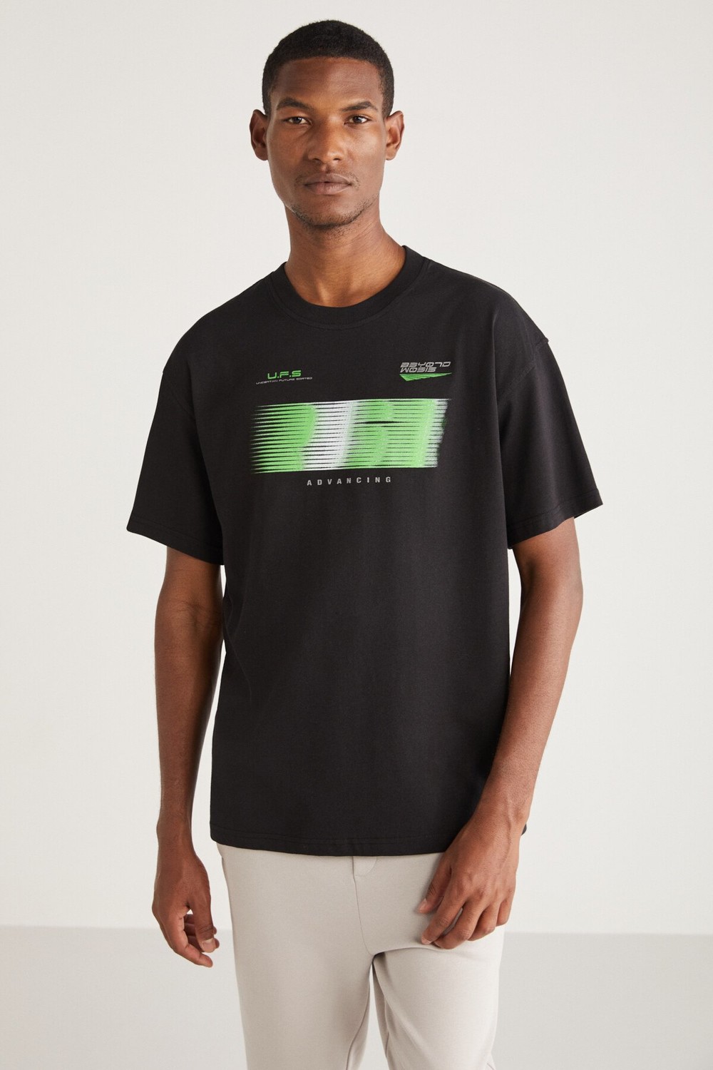 GRIMELANGE COLLIN Basic Oversized Black Single T-Shirt