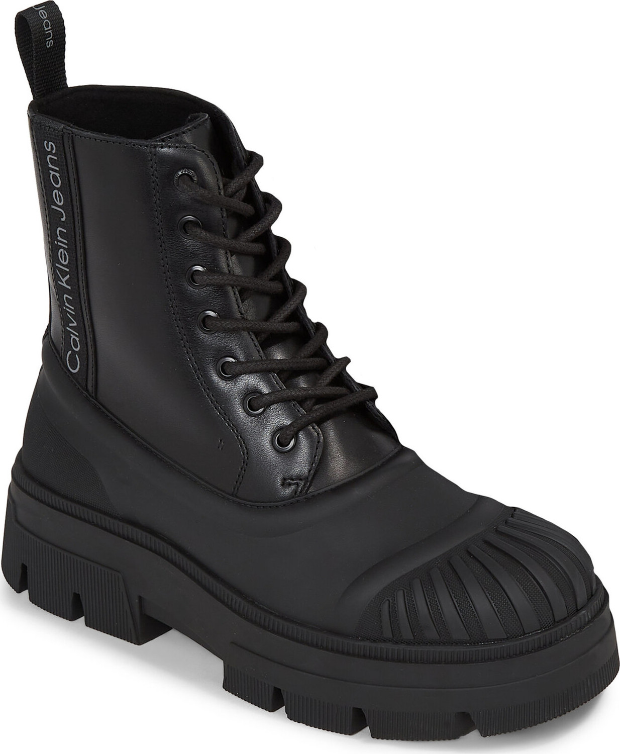 Kotníková obuv Calvin Klein Jeans Chunky Combat Lace Up Boot YM0YM00814 Triple Black 0GT