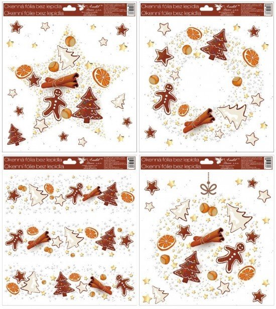 Anděl Okenní fólie vánoční - Perník - 30 x 33 cm  224