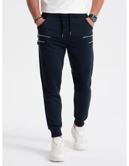 Pánské tepláky s ozdobnými zipy V5 OM-PASK-22FW-012 tmavě modré