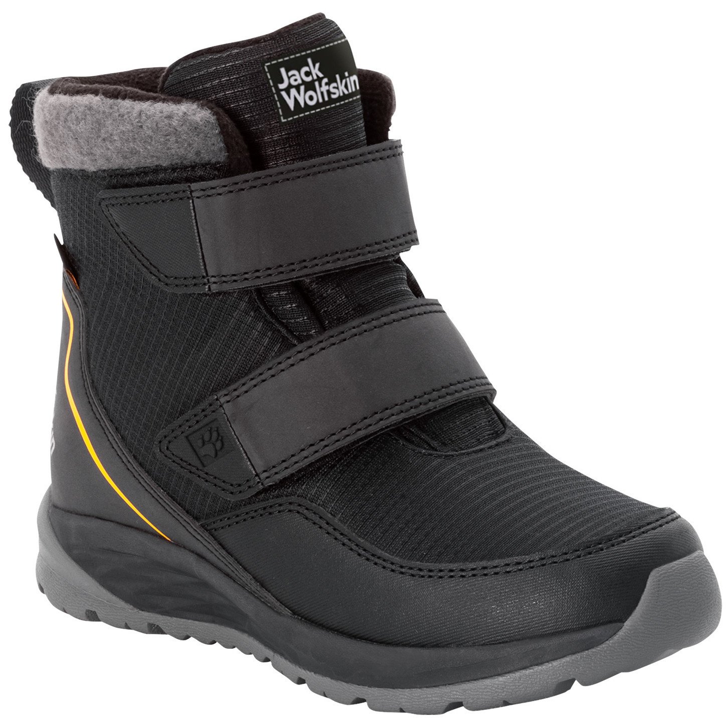 Dětské zimní boty Jack Wolfskin Polar Bear Texapore Mid Vc K Velikost bot (EU): 34 / Barva: černá/žlutá