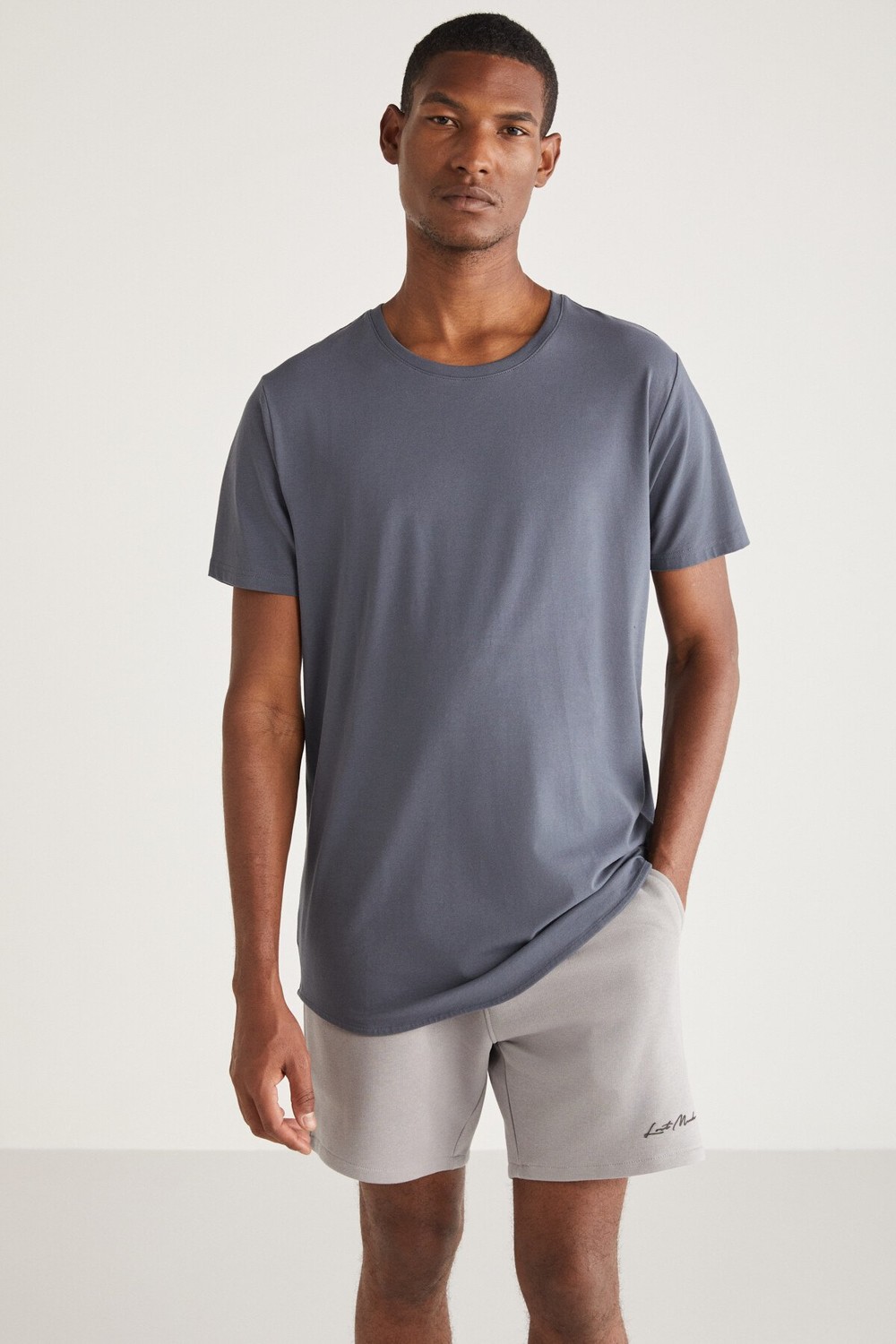 GRIMELANGE GREG Basic Relaxed Dark Gray Single T-Shirt