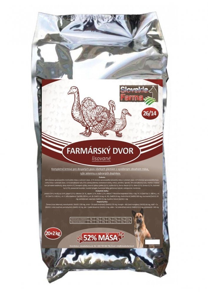 Lisované hypoalergenní Granule Slovakia Farma - Farmárský dvor 26/14 - 20+2 kg