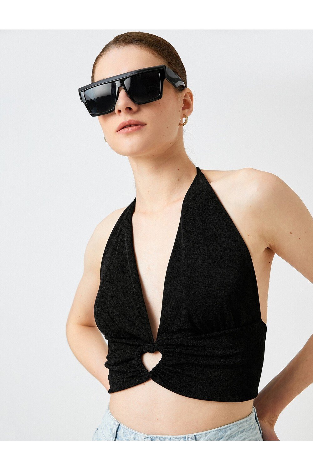 Koton Crop Singlets with Halter-neck Window Detail