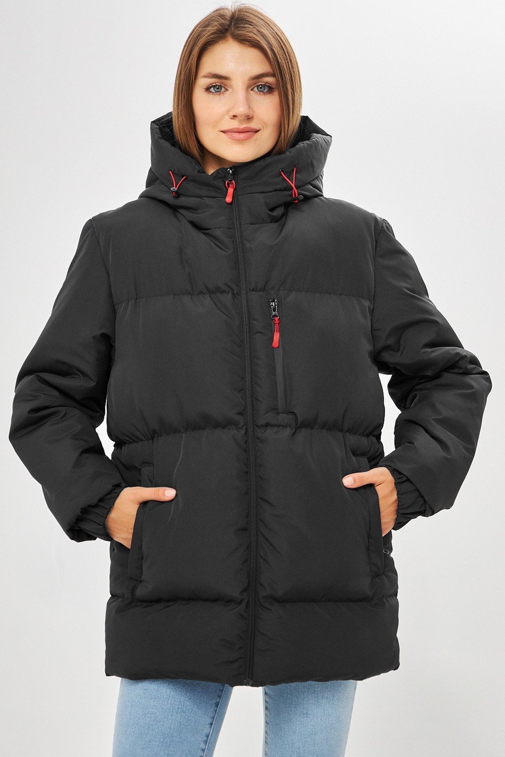 D1fference Women's Black Inflatable Winter Coat With Lined Hooded Waterproof And Windproof.