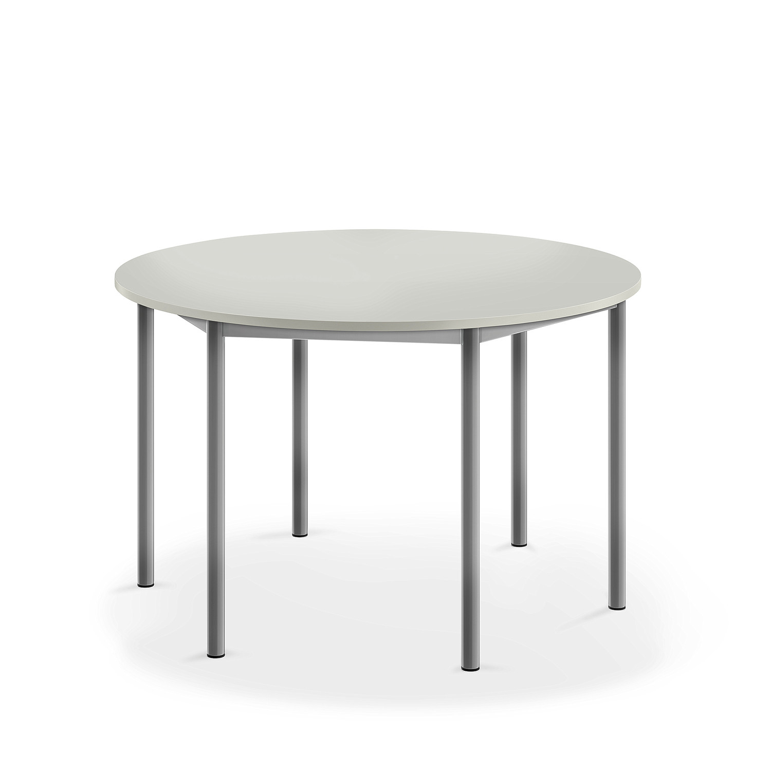 Stůl SONITUS, Ø1200x720 mm, stříbrné nohy, HPL deska, šedá
