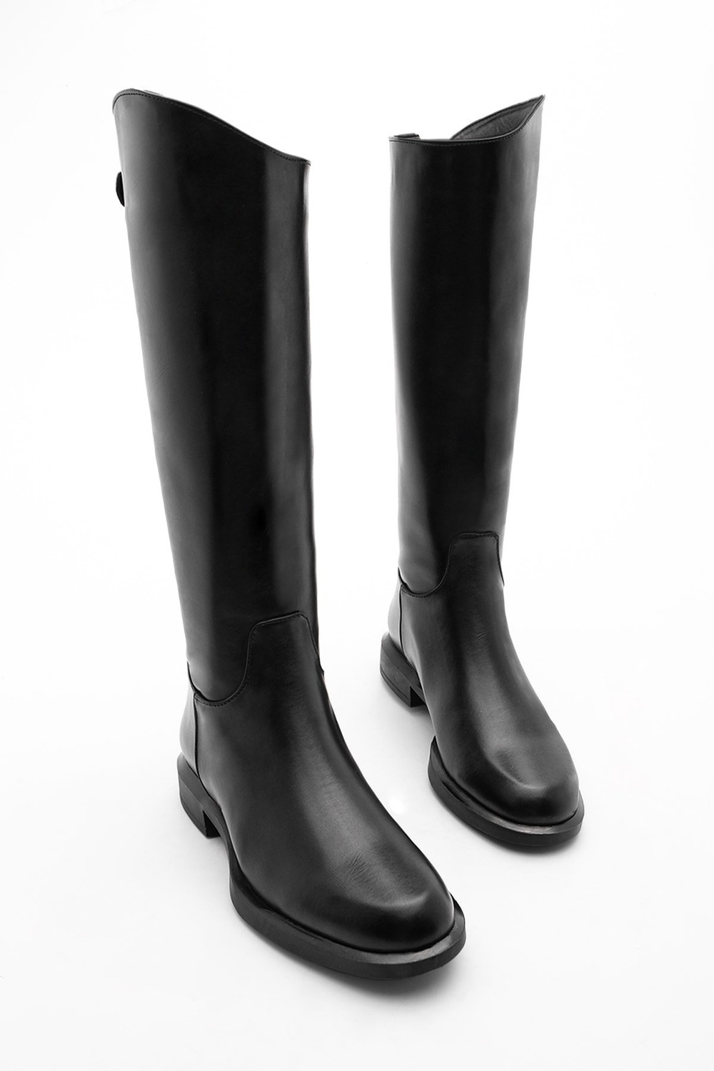 Marjin Women's Daily Boots Knee Length Zipper At The Back Milana Black