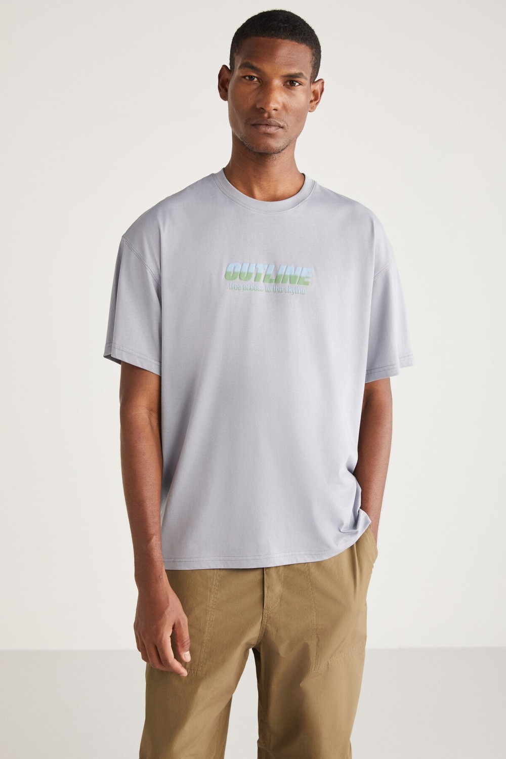GRIMELANGE ANTONIO Basic Oversize Light Gray Single T-Shirt