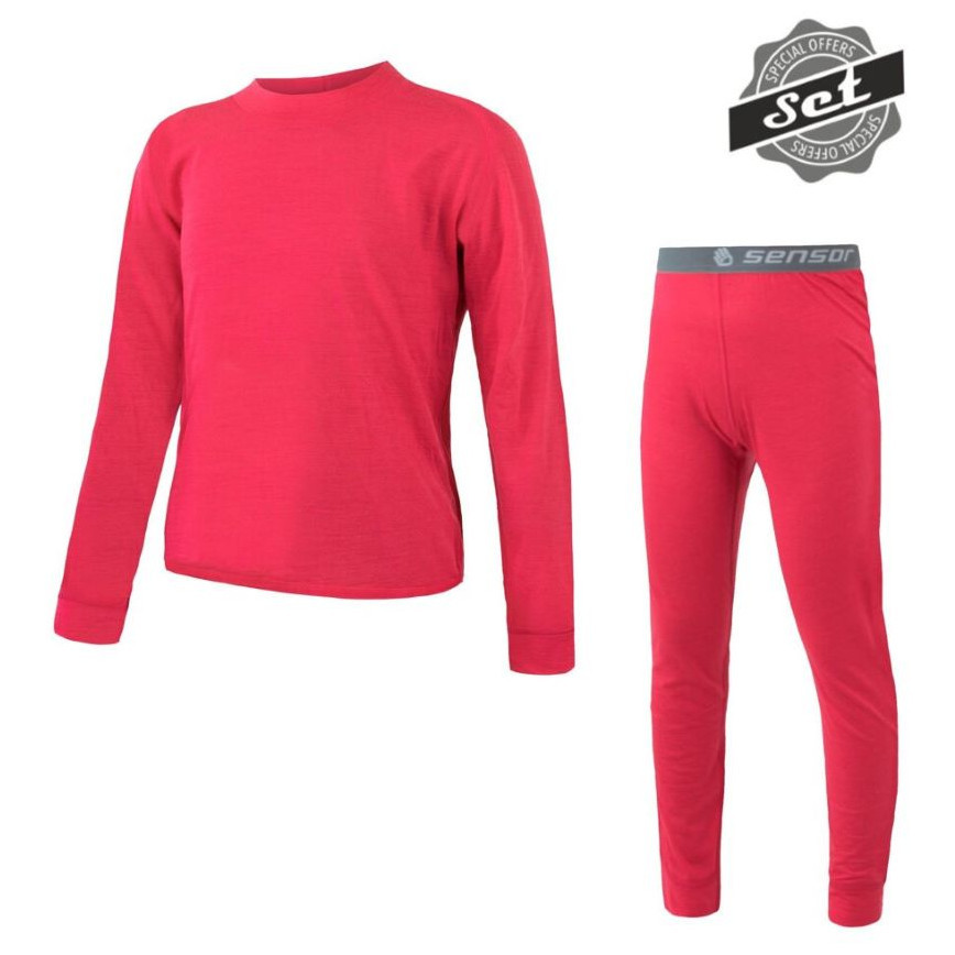 Dětské funkční prádlo Sensor Merino Air Set triko+spodky Dětská velikost: 110 / Barva: růžová