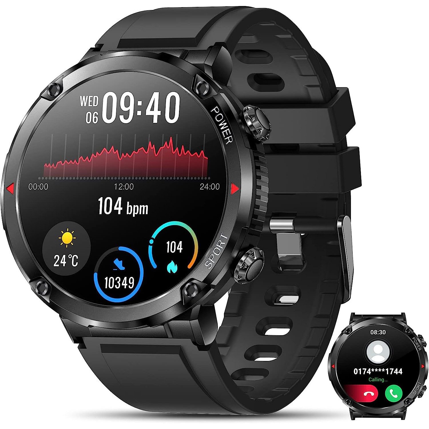 Chytré Hodinky Pánské Hovory Tepová Frekvence Tlak Saturace Sport Hudba pl