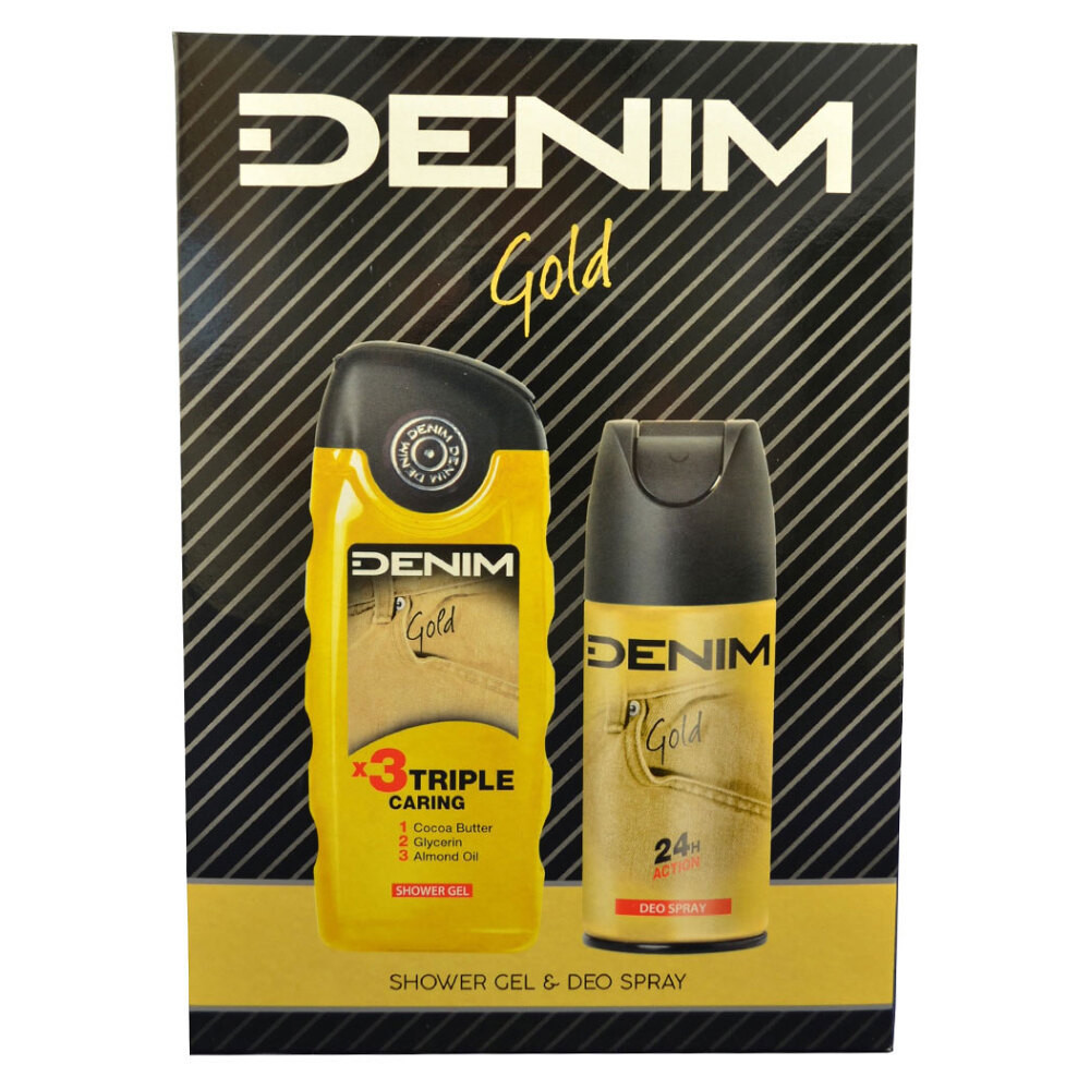 DENIM Gold Sprchový gel pro muže 250 ml + Deodorant sprej 150 ml Dárkové balení