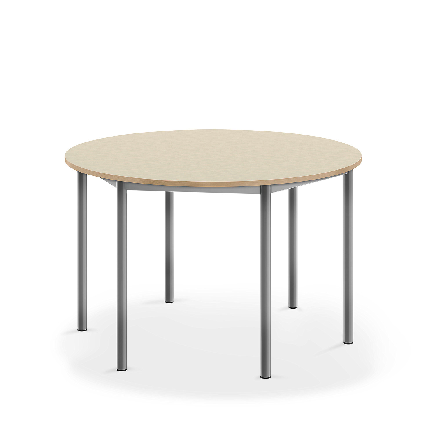 Stůl SONITUS, Ø1200x720 mm, stříbrné nohy, HPL deska, bříza