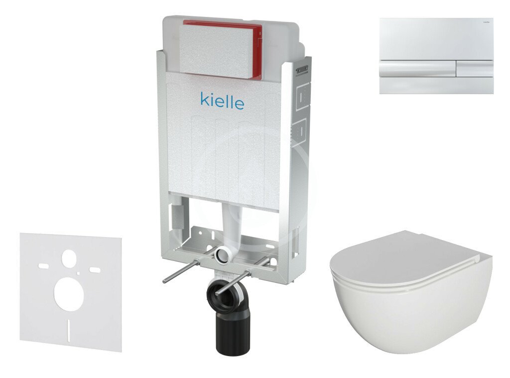 kielle 30505SZ20 - Set předstěnové instalace, klozetu Oudee se sedátkem softclose a tlačítka Gemini I, chrom