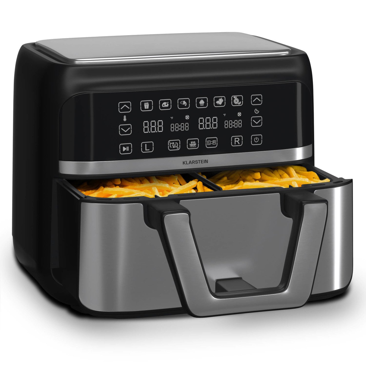 Klarstein VitaFry Duo Elegance, horkovzdušná fritéza, 9 litrů, 2 varné zóny, 6 programů