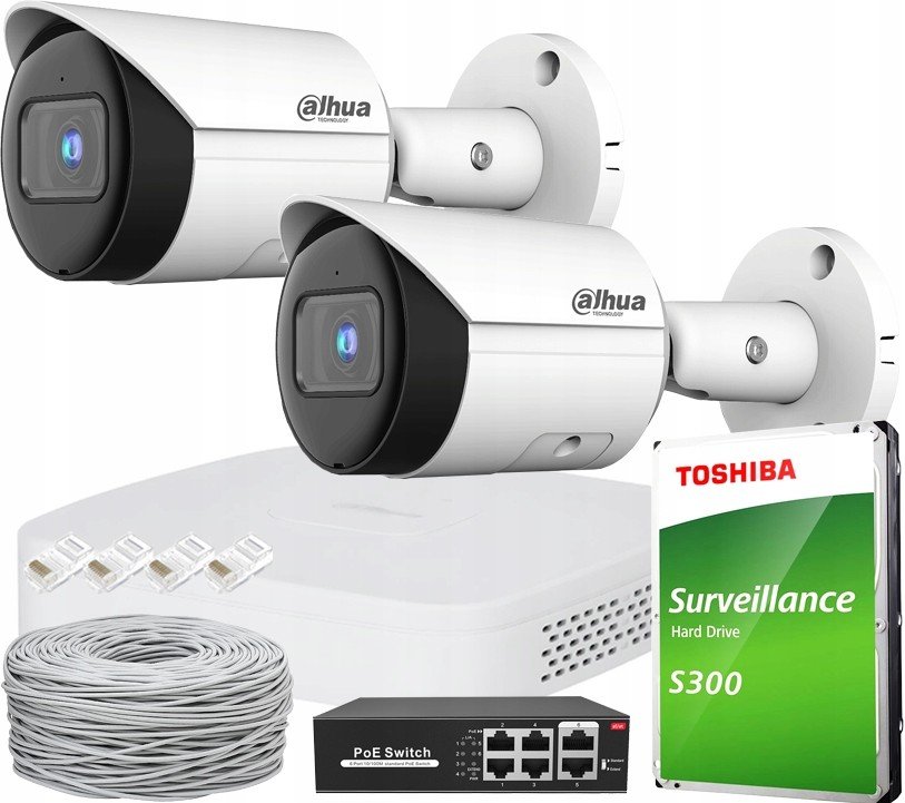 Monitoring Domu 4MPx Dahua 2x IPC-HFW2441S-S WizSense venkovní Poe kamera