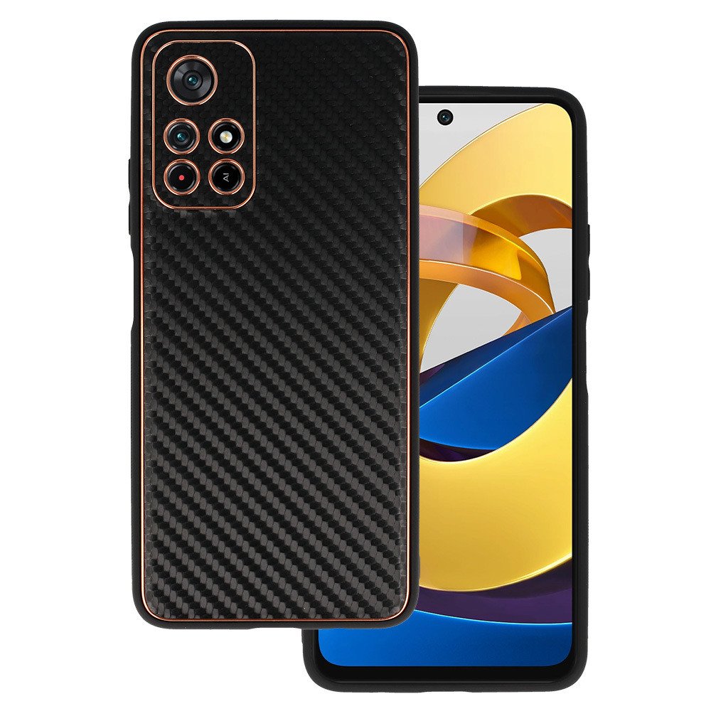 TEL PROTECT Kožené pouzdro Carbon pro Xiaomi Redmi Note 11 5G/Note 11S 5G/Poco M4 Pro 5G Black