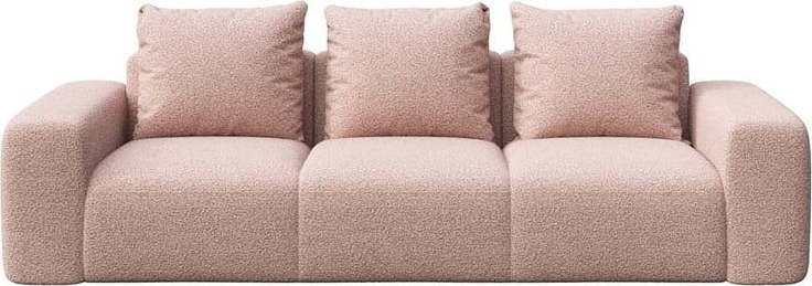 Světle růžová pohovka z textilie bouclé 287 cm Feiro – MESONICA