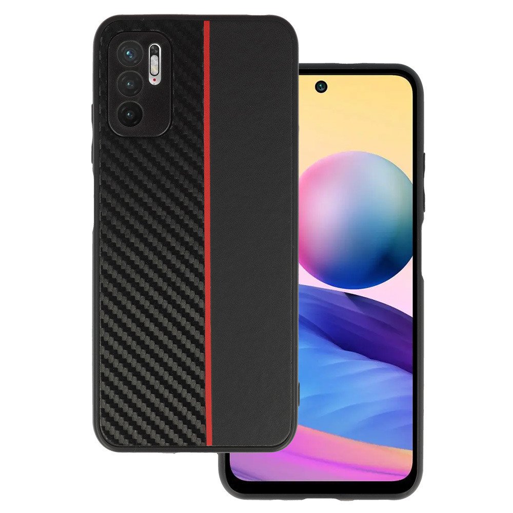Tel Protect CARBON pouzdro pro Xiaomi Redmi Note 10 5G black s červeným pruhem