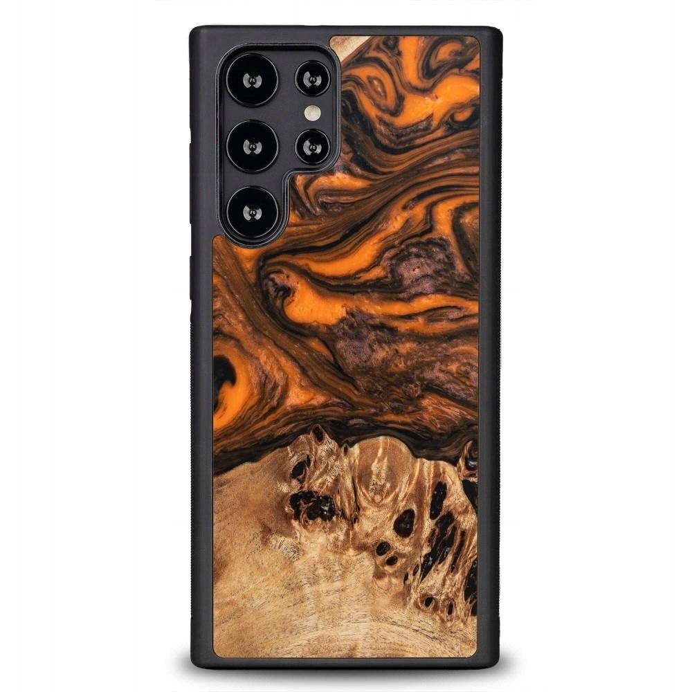 Dřevěné a pryskyřičné pouzdro pro Samsung Galaxy S22 Ultra Bewood Unique Orange p