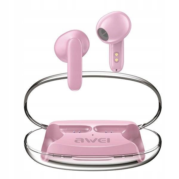 Awei Bluetooth 5.3 T85 Enc Tws sluchátka dokovací stanice růžová/pink