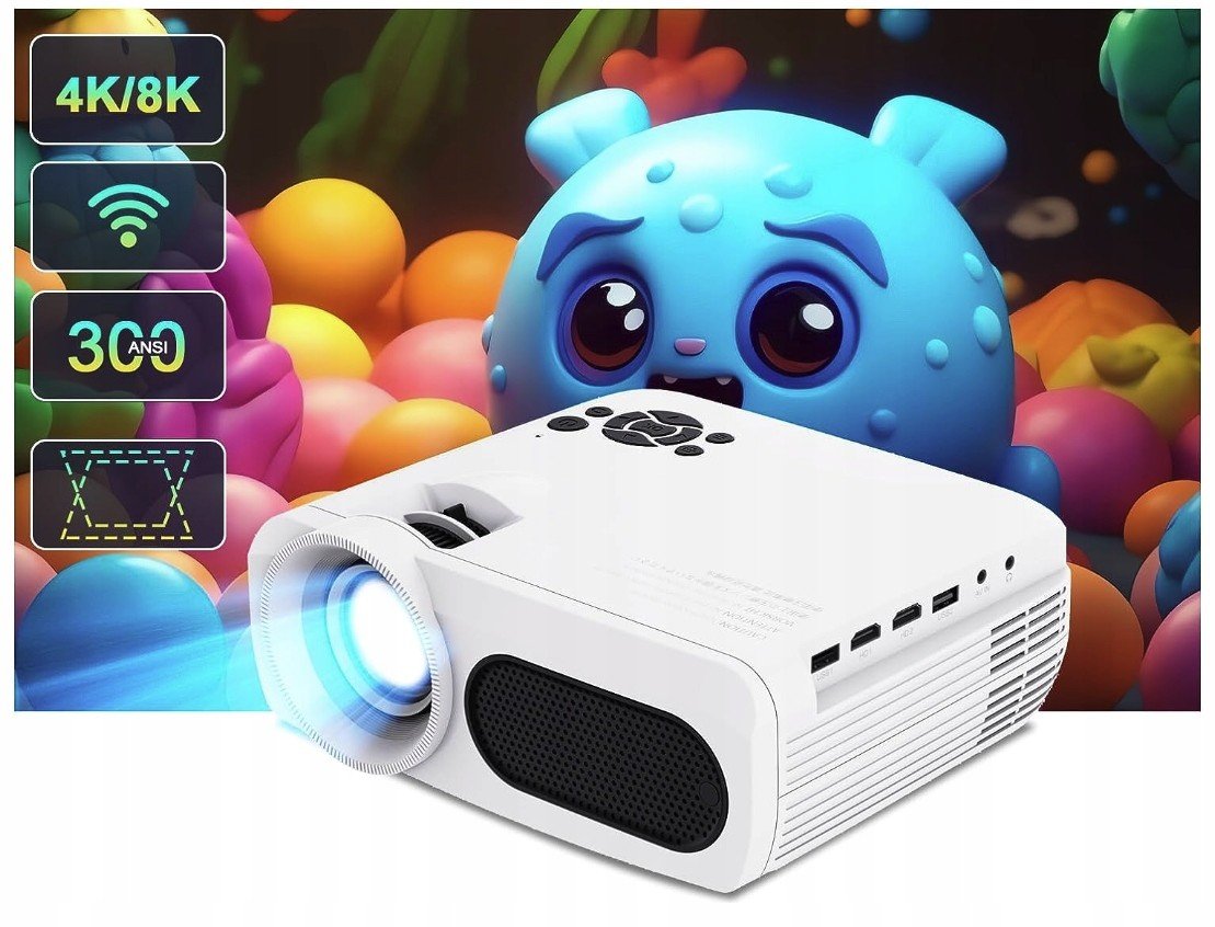 Projektor Rzutnik Full Hd 4K 10000lm 300ANSI WiFi Android Smart Tv